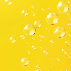 Poster - Blurred abstract light yellow background with bubbles. The concept is summer, soft drinks, freshness. For the backing of a site or mobile application.