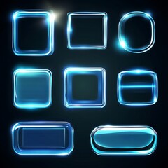 Aufkleber - Collection of futuristic hud light blue frame. Technological background. Light glass blue frames square, oval, rectangle, circle. HUD PNG. Vector Illustration.