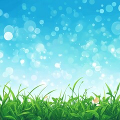 Aufkleber - Spring or summer season abstract nature background with grass and blue sky in the back 