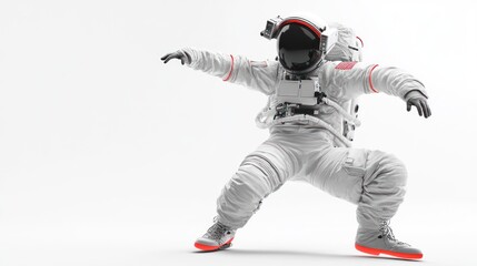 Aufkleber - A stylized astronaut in a dynamic pose against a plain background.