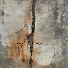 Poster - Old concrete wall with rust and cracks