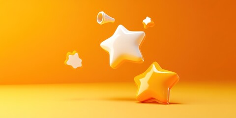 Poster - Colorful 3D stars floating against an orange background, creating a playful and vibrant scene.