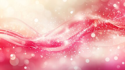 Wall Mural - A soft pink and orange gradient background, highlighted by gentle light trails and scattered particles.