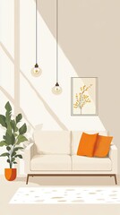 Wall Mural - Modern Living Room Interior Design With Beige Sofa