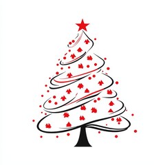 Poster - Christmas tree line art style vector