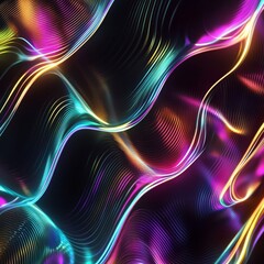 Aufkleber - Hologram motion striped light effect with fluid color. Abstract shining wave background. Magic screen design.