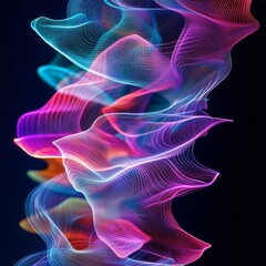 Aufkleber - Hologram motion striped light effect with fluid color. Abstract shining wave background. Magic screen design.