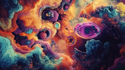 Wall Mural - Embark on a mesmerizing psychedelic voyage through cosmic realms with captivating visuals and colors