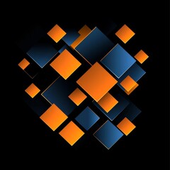 Aufkleber - Abstract geometric dark blue and orange square theme overlap background for graphic design. Eps10 vector
