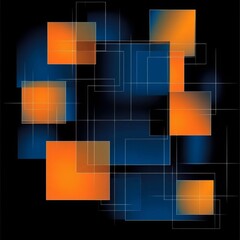Aufkleber - Abstract geometric dark blue and orange square theme overlap background for graphic design. Eps10 vector