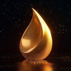 Aufkleber - Abstract glowing gold curved element on dark  background with gold star lighting effect glitter and sparkle with copy space for text. Template premium award ceremony design. Vector illustration