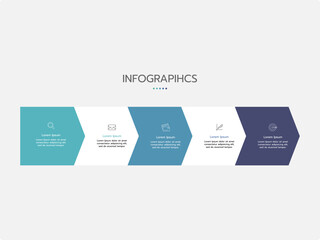 Wall Mural - business process. timeline infographics with 5 steps, options, squares. vector template.