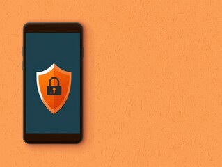 Leinwandbilder - A smartphone displaying a shield icon with a lock, symbolizing mobile security and protection against threats.