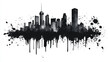 © Duangsaeng - striking black and white vector illustration of city skyline, featuring tall buildings and splashes of ink, creating dramatic urban atmosphere