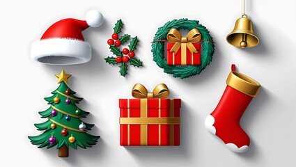 3d gift surprise elements set on isolated 