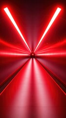 Wall Mural - a striking tunnel illuminated by vibrant red lights, creating a dramatic perspective and an immersiv