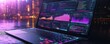 © Art_You - Modern laptop with vibrant data visualizations in a cityscape setting