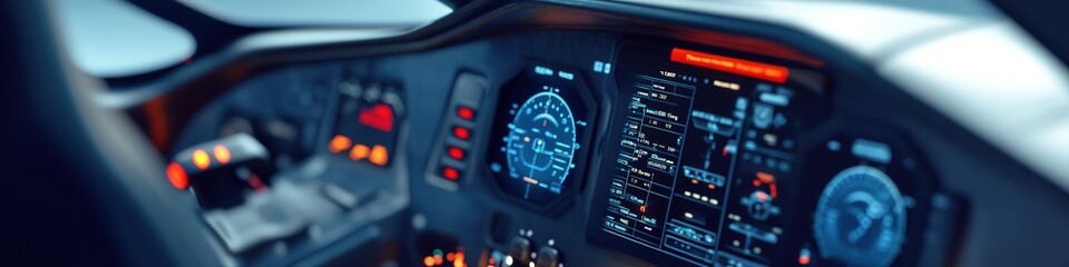 Futuristic cockpit dashboard with glowing controls