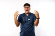 © ArvStd - Angry pissed-off asian male nurse, doctor losing temper, stressed-out physician shouting in anger, looking mad and aggressive