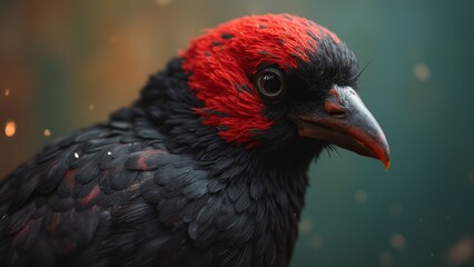 Wall Mural - A close up of a bird with a red head