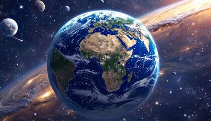 Wall Mural - nuclear explosion on america continent, outer space view 3d rendering world war concept outer space 
