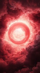 Wall Mural - a captivating cosmic scene featuring a glowing red ring surrounded by swirling clouds, evoking a sen