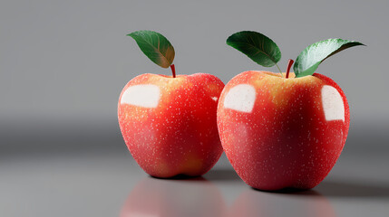 Wall Mural - Apples 3d icon isolated transparent background. Edenic. Illustration