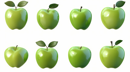 Wall Mural - Apples 3d icon isolated transparent background. Edenic. Illustration