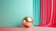 © Juan - Minimalist scene with golden sphere and vibrant red drape on pastel background