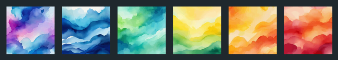 Wall Mural - Big set of bright vector colorful watercolor background for poster, brochure or flyer