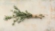 © Chexy139 - Handpicked rosemary sprigs are neatly tied with twine, resting on a rustic wooden backdrop, ideal for enhancing dishes or serving as a fragrant decoration
