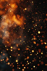 Wall Mural - Reiteration of fire embers particles over a black background, creating an abstract light effect.