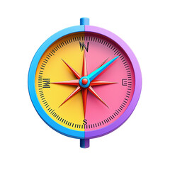colorful compass with vibrant colors and clear directional markings isolated on transparent backgrou