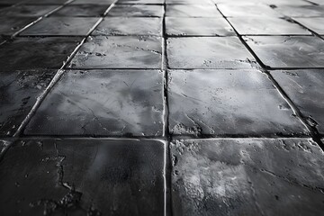 Sticker - Textured Black Tiles with a Glossy Finish