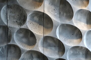 Sticker - Textured Concrete Wall with Oval Patterns and Light Reflections