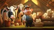 © Global Stock - A photo of a 3D character managing a dairy farm opera