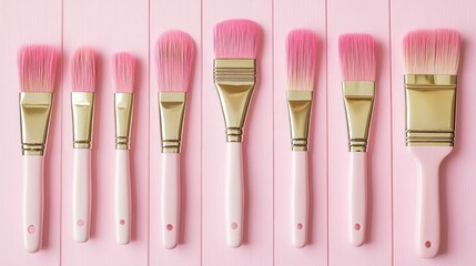 Illustration Set of pink paint brushes for creative art supplies. Ai generated image