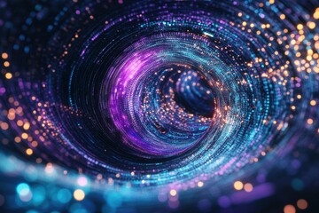 Wall Mural - A spiral of light and color with a purple center. Generative AI