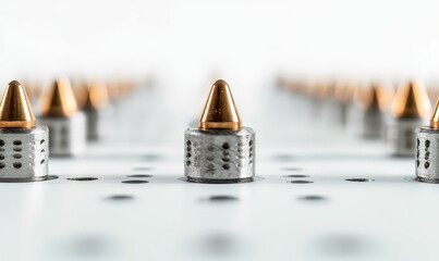 Pointed metal objects in a grid pattern.