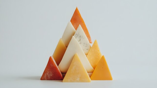 Triangular Cheese Pieces Form A Mountain Range