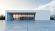 © paryati - illustration architectural with bare concrete floor and minimal white exterior. Ai generated image