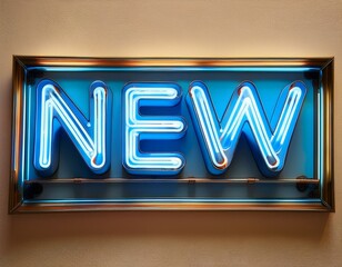 Wall Mural - a bold blue neon sign displaying the word 