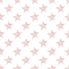 pink star watercolor seamless pattern