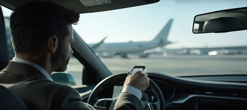Business Traveler with GPS Near Airport: Simplified Car Rental and Pickup Services
