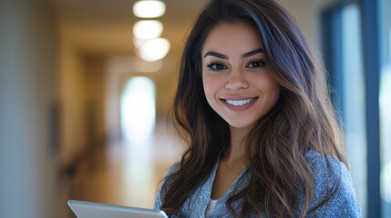 Poster - The Smiling Woman with Tablet