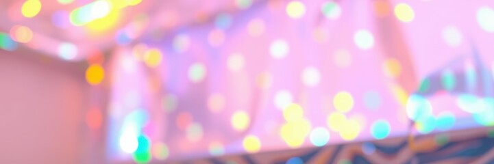 Wall Mural - Colorful bokeh lights illuminated in a festive atmosphere during a celebration at home