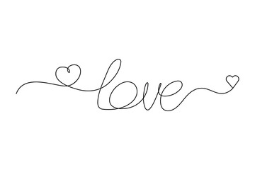 Continuous one line drawing of heart shape love sign