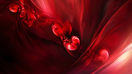 Wall Mural - Abstract Red Hearts Flowing Swirling Design