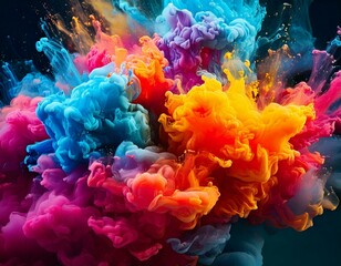 Wall Mural - abstract clouds of color smoke colorful texture background. colored fluid powder explosion art desig