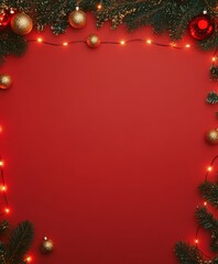 Wall Mural - christmas background with festive decorative decoration elements. christmas tree branches with light